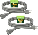 Indoor Outdoor Extension Cord 10 FT, 16/3 SJTW Weatherproof White Electrical Cords, 13 AMP Heavy Duty 3 Prong Power Cable Great for Garden, Landscaping & Holiday Decorations