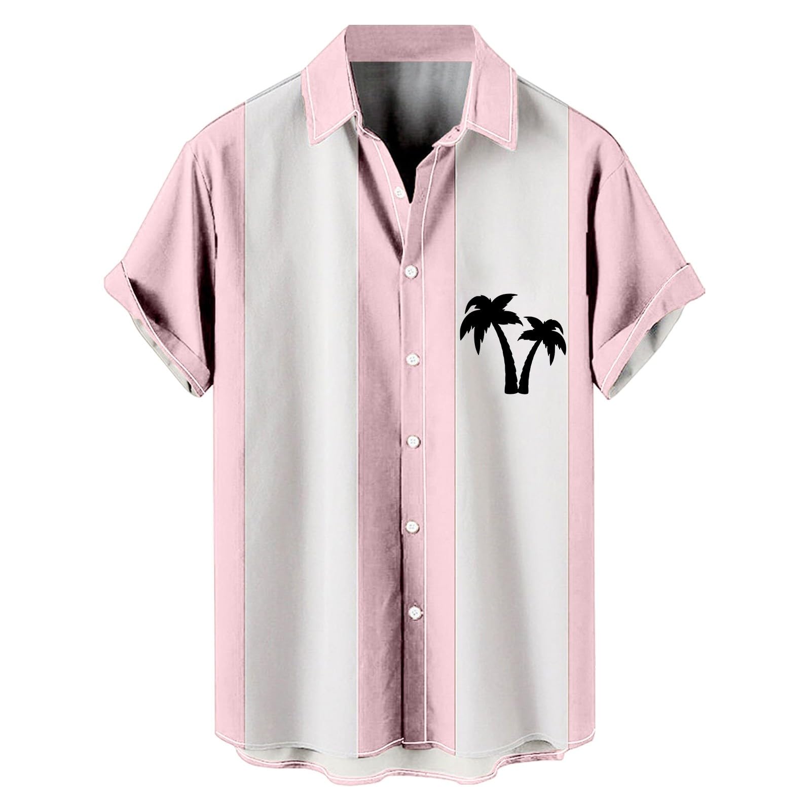 GenericShort Sleeve Button Down Shirts Tropical Holiday Beach Shirts Tropical Holiday Short Sleeve Mens Linen Shirts Bowling