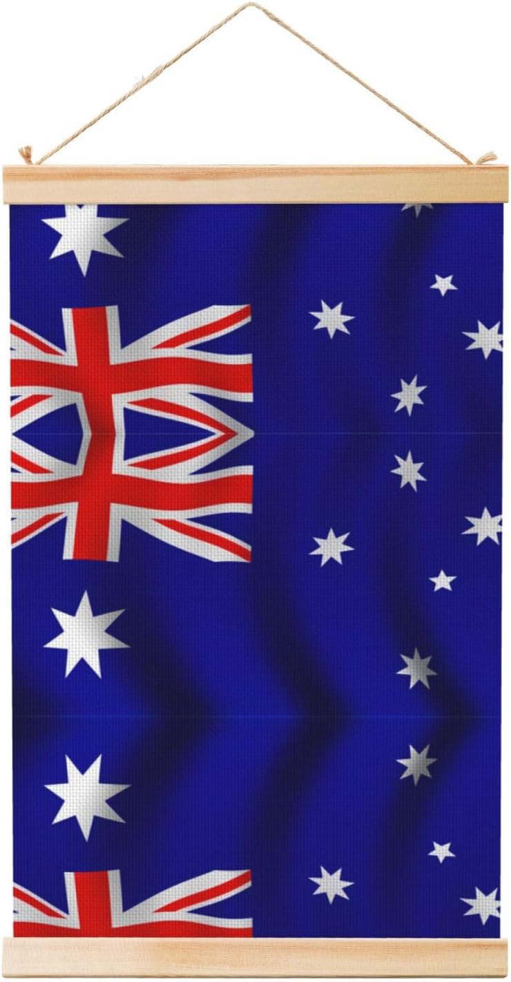 Australian Flag Print Poster Hanger,Hanging Poster, Poster Frame,Wood Poster Hanger, For Wall Hanging