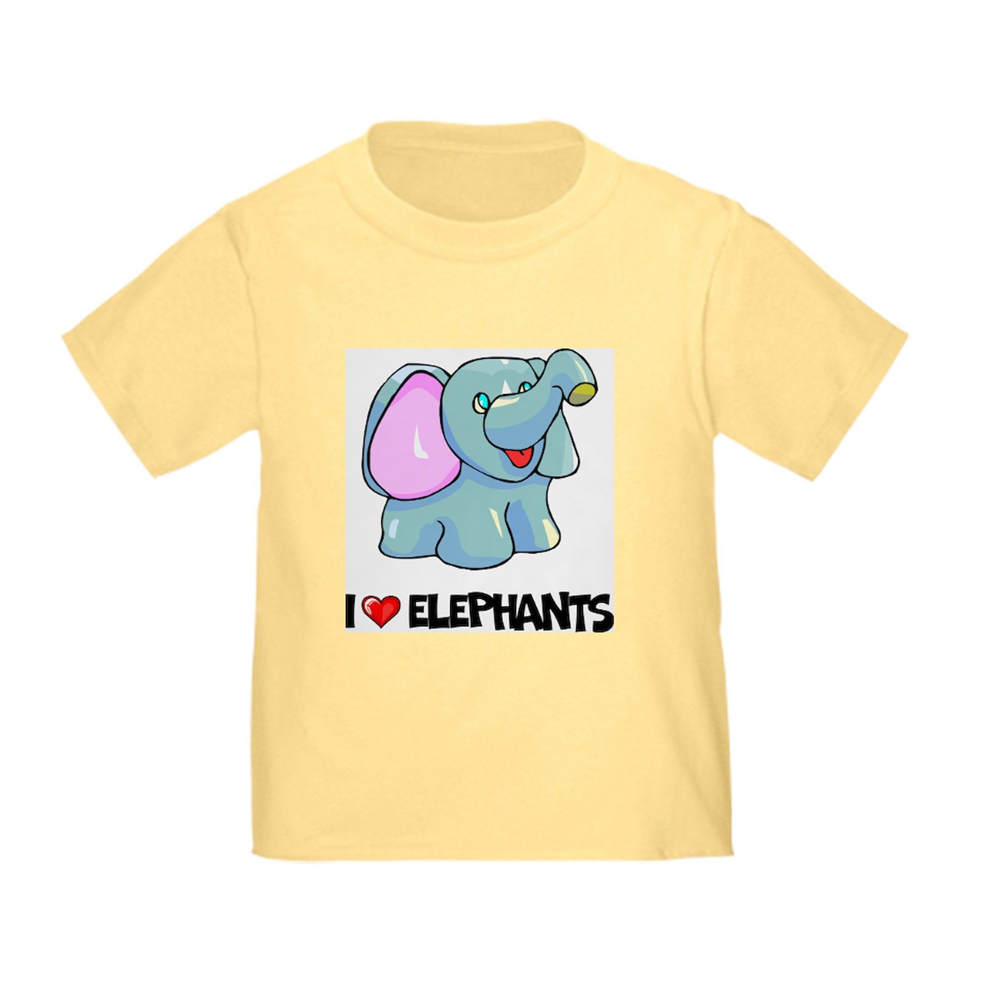 CafePress I Love Elephants Toddler T Shirt Toddler Graphic Tee, 100% Cotton Daffodil Yellow