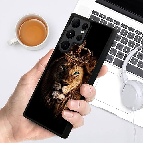 Miniatura 6 de DJSOK Funda compatible con Samsung Galaxy S23 Ultra, León con corona Galaxy S23 Ultra, funda antideslizante contra golpes, antiarañazos, para