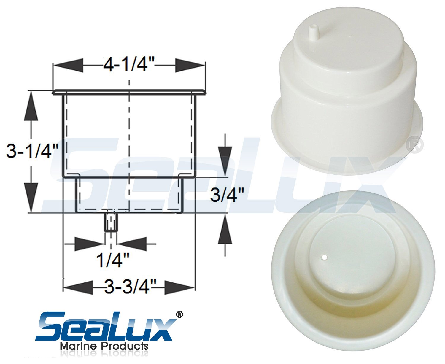 SeaLux UV Stablized Recessed WHITE Plastic Drink Cup Togo