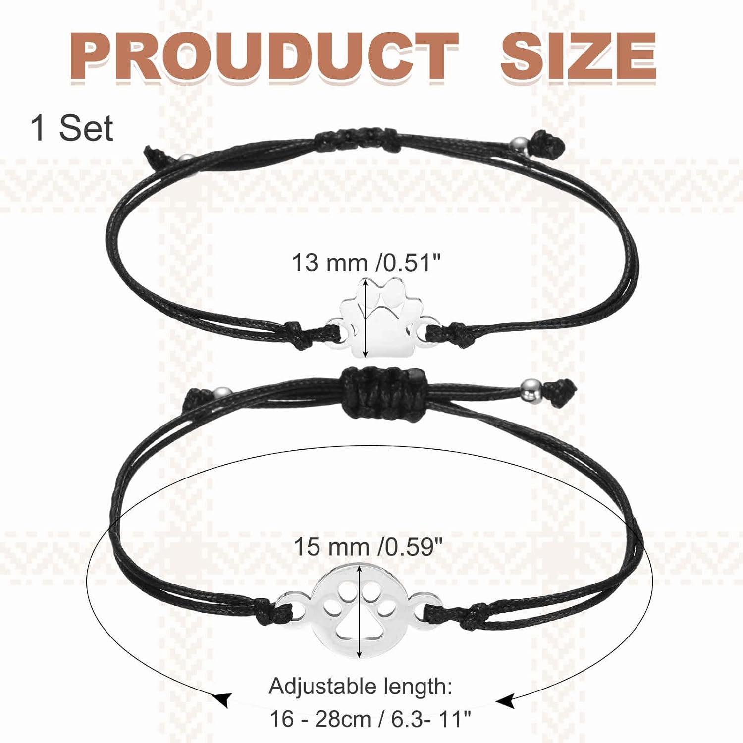 MECCANIXITY Dog Paw Bracelets for Women Memorial Bracelet for Pet Loss Paw Pet Print Rope Bracelet Handmade Adjustable String for Friendship Birthday Gift - Image 2