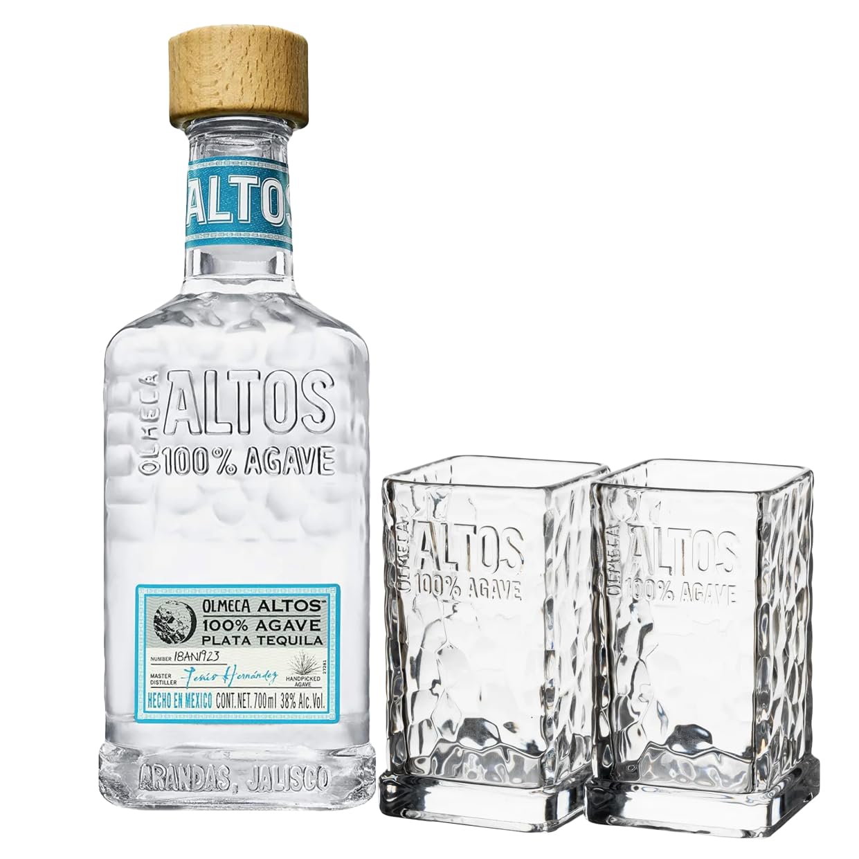 Tequila Olmeca Altos Plata 70cl + 2 Bicchieri Originali in Vetro