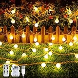 【Funciona con pilas / USB e IP54 a prueba de agua】: estas luces de hadas de bolas funcionan con 3 pilas AA o cables USB, enchufes y puertos USB de computadora, lo que es más conveniente que otros productos. para resolver el problema de la luz solar insuficiente. El grado de impermeabilidad IP54 está diseñado en cualquier clima, se puede usar perfectamente tanto en interiores como en exteriores.