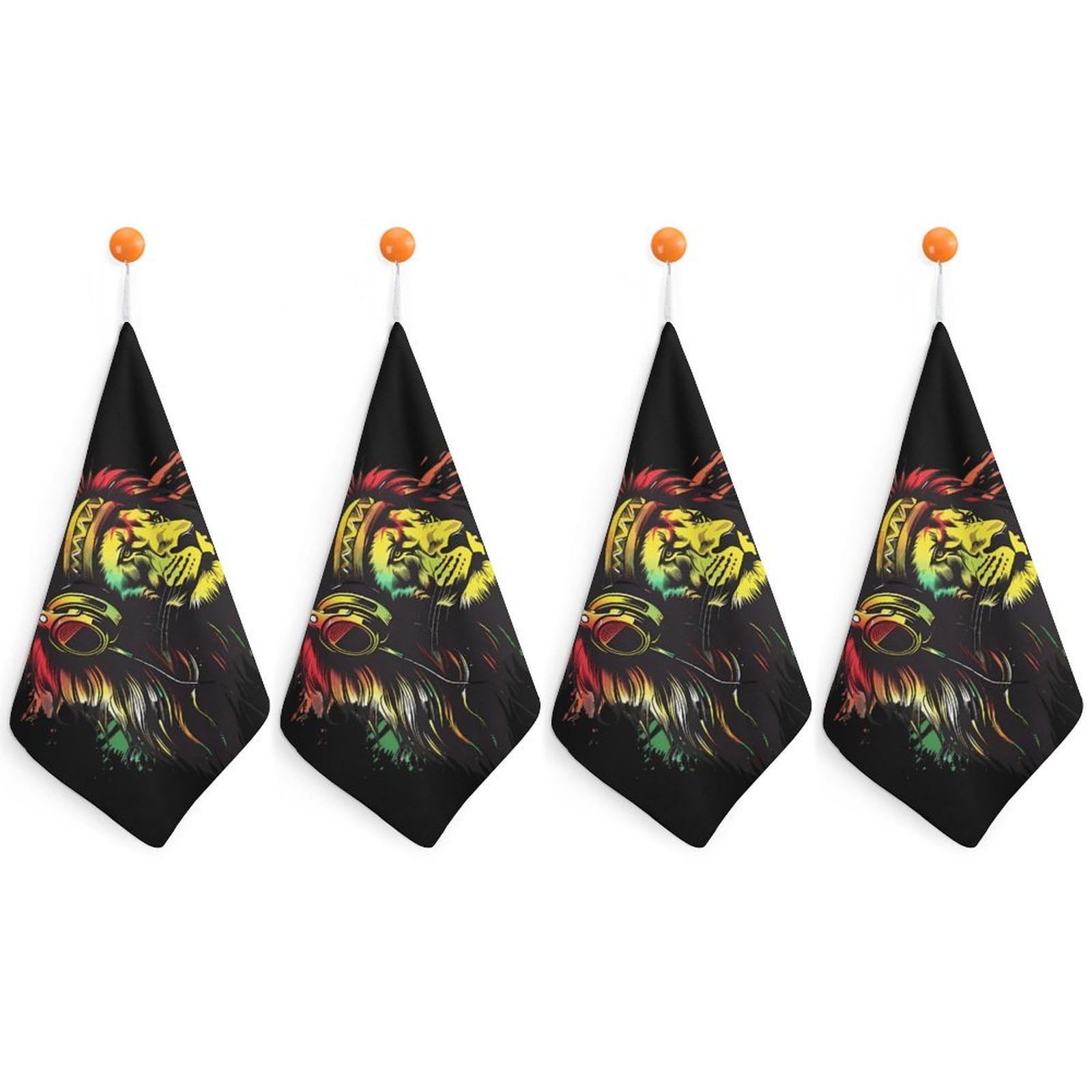 TXFBTRFSA Rasta Reggae Music Jamaican Lion Hand Towels with Hanging Loop Kitchen Towel Handkerchiefs Cleaning Cloths