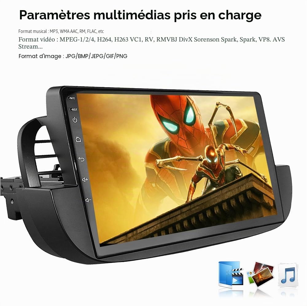 hizpo 9 pouces écran tactile Autoradio compatible avec Fiat 500 2007-2014 avec Carplay/Android Auto 4-core UPC 2+32GB DAB Adaptateur autoradio WiFi 4G Mirror Link (noir-1)