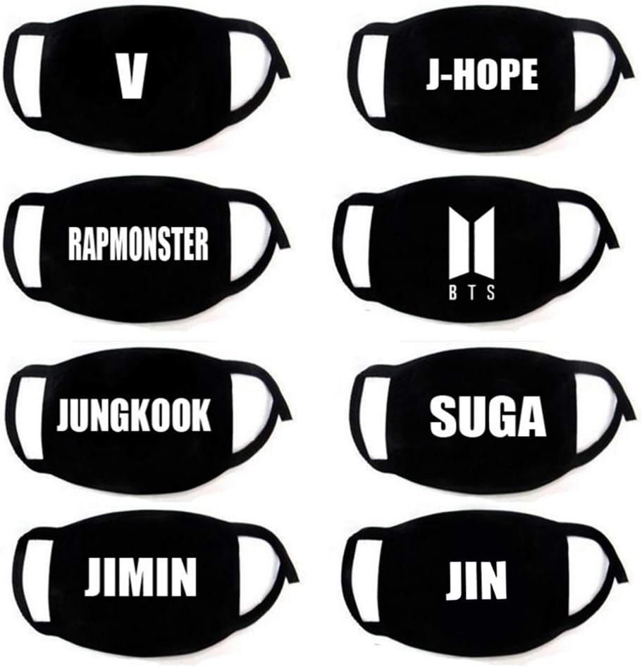 MF2FLAY 8PCS BTS Kpop Mouth Mask Bangtan Boys Face Masks Cover for BTS Army Black
