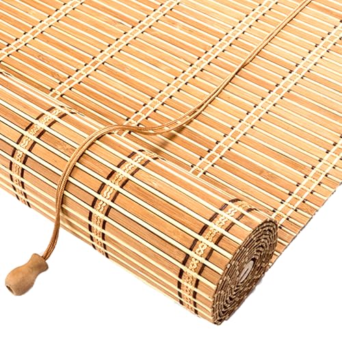 100x120cm Store Enrouleur Bambou Naturel,Stores À Rouleaux Romains Rétro,Rideaux Occultant Tissés À La Main Store Pare-Soleil Protection Solaire Intimité Écran...