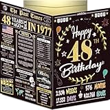 48th Birthday Card for Women Men - Back In 1977 Black & Gold - 48 Happy BIRTHDAY card - 48th birthday gift for Her Him - JUMBO size - 48th birthday decorations Dad Mom - Best gifts for 48 year old