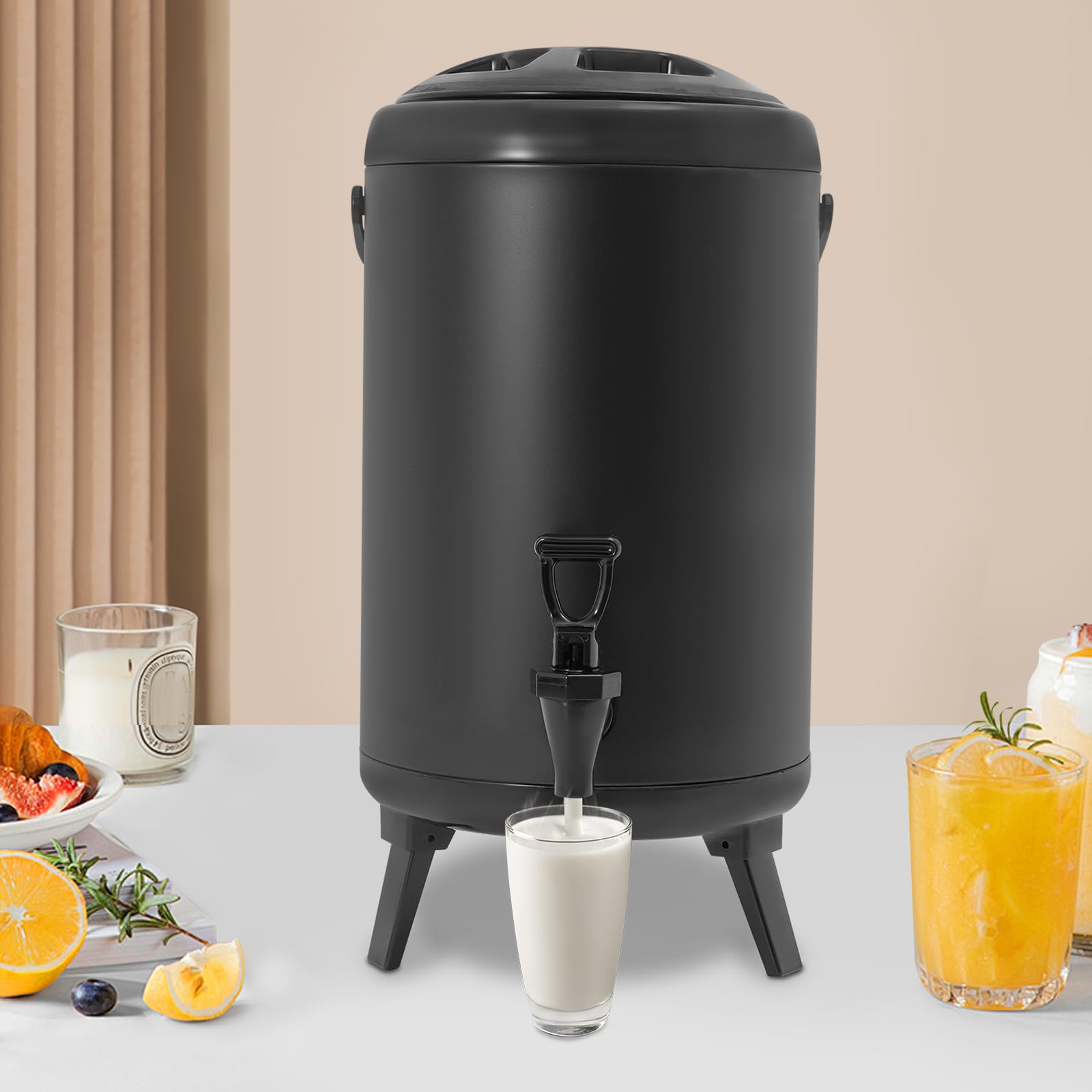 Dispensador de bebidas de 10 L con grifo, resistente al calor hasta 110 °C, dispensador de agua con soporte plegable, dispensador de zumo, jarra de bebidas para fiestas, bodas, cumpleaños