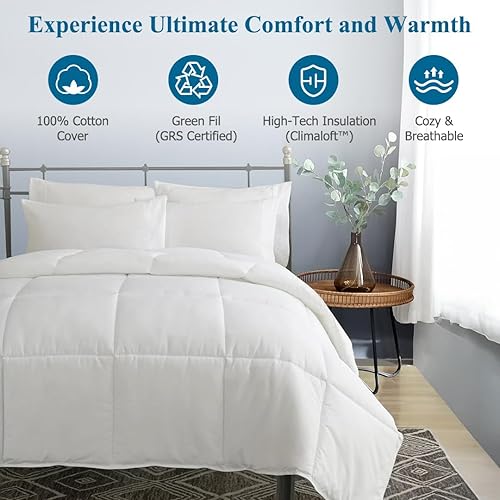 Miniatura 2 de Dafinner Funda de edredón 100% algodón tamaño King, relleno de edredón alternativo ultrasuave con relleno de mezcla de lyocell y Climaloft, edredón