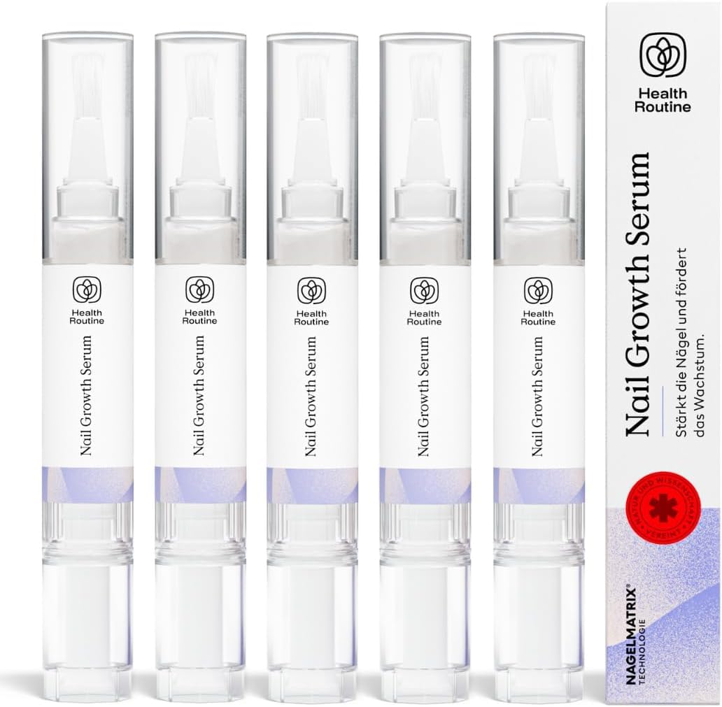 Health Routine Nail Growth Serum 5er Set — Nagelöl für gesunde Fingernägel & Fußnägel — Schnelles Wachstum — Natürlicher Nagelhärter mit Jojobaöl & Biotin