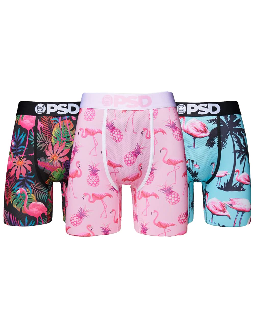 PSD Underwear Men's Stretch Elastic Wide Band Boxer Brief Underwear - Pack Pack