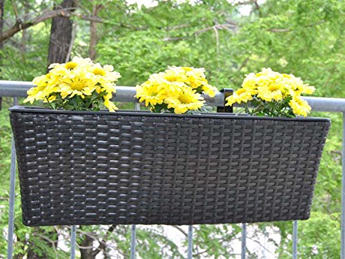 Elegant Einrichten Blumenkasten Polyrattan 60x19x20cm Coffee braun