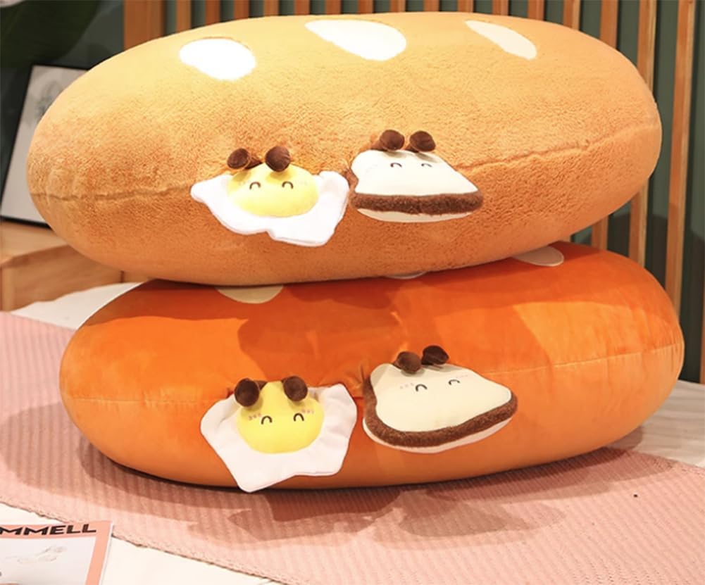 Simulation Bread Plush Pillow Sofa Waist Cushion Lumbar Suport Pillow Bed Rest Reading Pillow Washable Hugging Pillow (Plush, 60×40cm/23.6"×15.7")