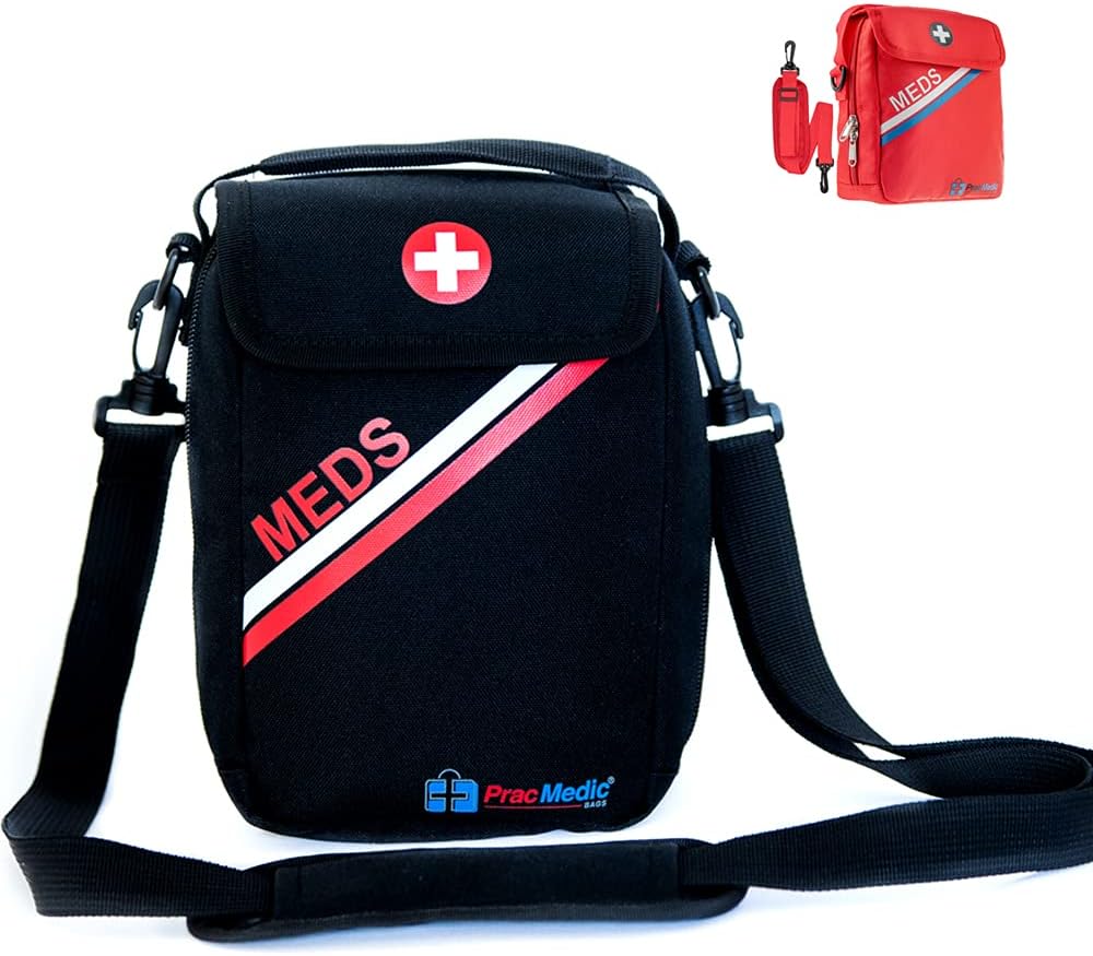 Amazon Crazy 🔥 Deals PracMedic Bags First Aid Bags Empty- Holds Diabetic Insulin Supplies, Epipen, Inhaler Spacer, Supplement Organizer- Insulated Medicine Bag The Perfect Safety Kit During Travel and School (Black)