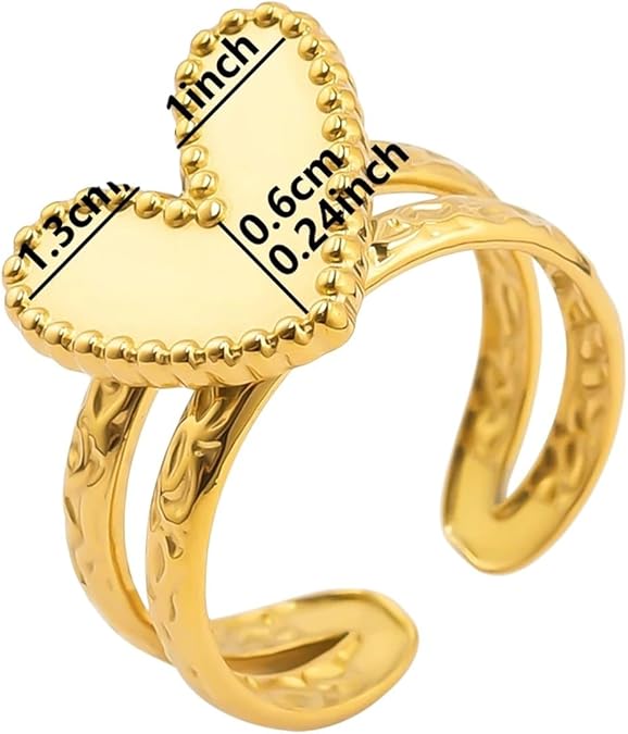 5pcs Brief Heart/Ellipse/Water Droplet Golden Stainless Steel Ring Plant Sun Adjustable Rings For Women Men Jewelry Anillo