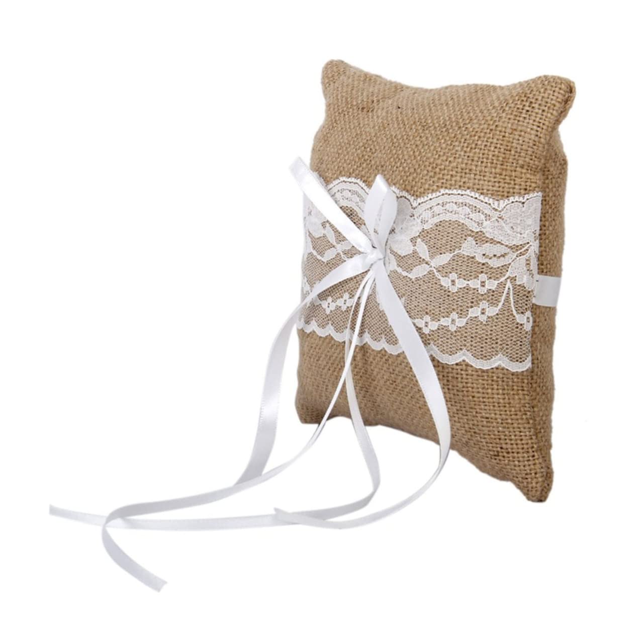 Ciieeo Set Di 2 Cuscini Portafiori in Iuta E Pizzo Da 6 Per Decorazioni Rustiche Da Matrimonio in Stile Country.