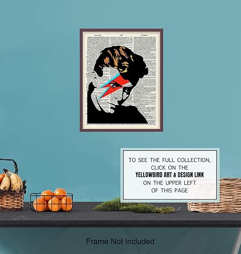 Vista 6 de David Bowie Unframed Dictionary Wall Art Print - Great Gift for Rock n Roll Music Fans - Chic Home Decor - Ready to Frame (8x10) Photo - Ziggy