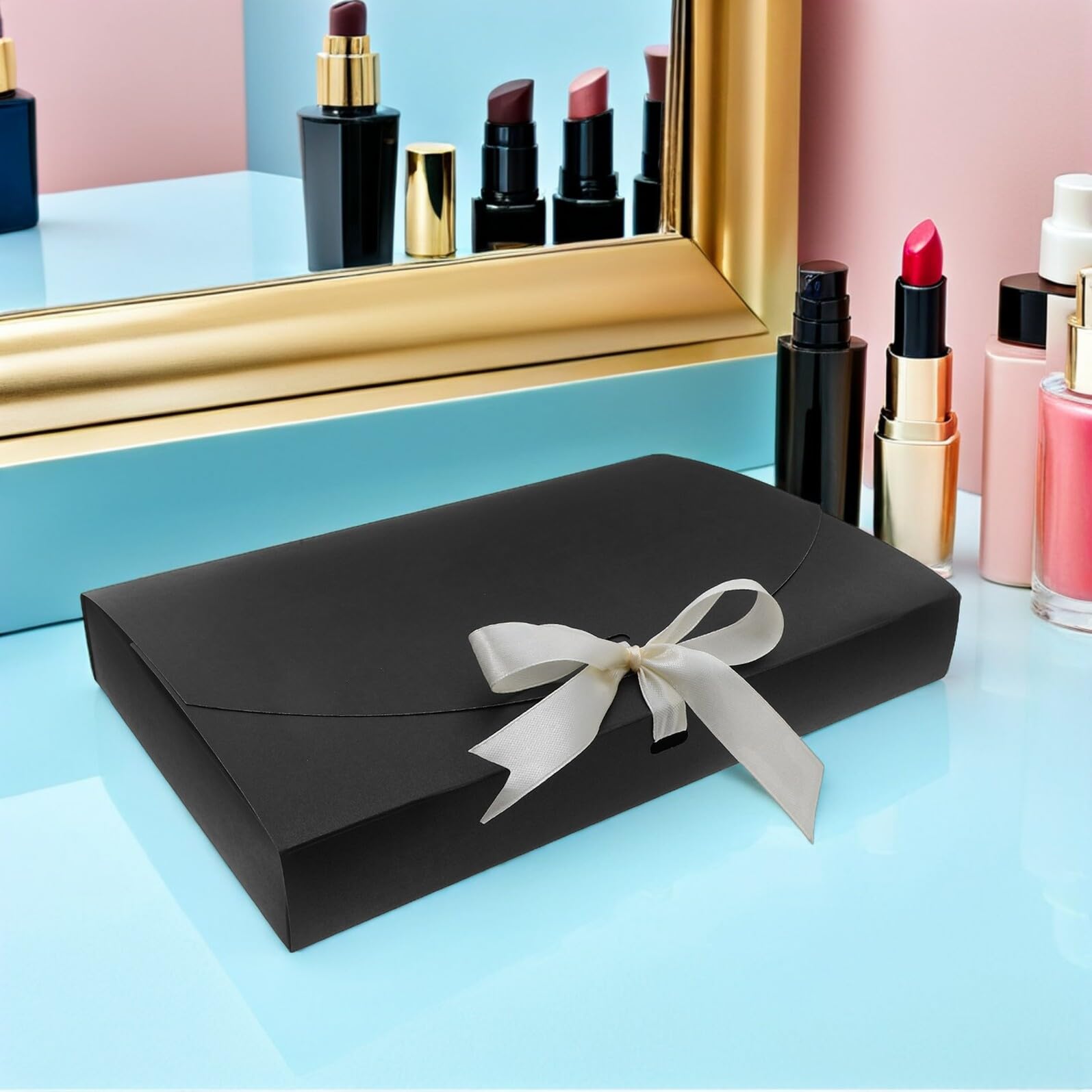 CANIGHT 20 Stück Geschenkbox Schwarz Geschenktüten für Schals Dessous und Handtücher aus Perlpapier Praktische Verpackung für Hochzeit Weihnachten und Gastgeschenke