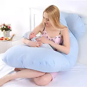 Travesseiro Gestante De Corpo Grávida Almofada de Amamentação Perfeito - Azul