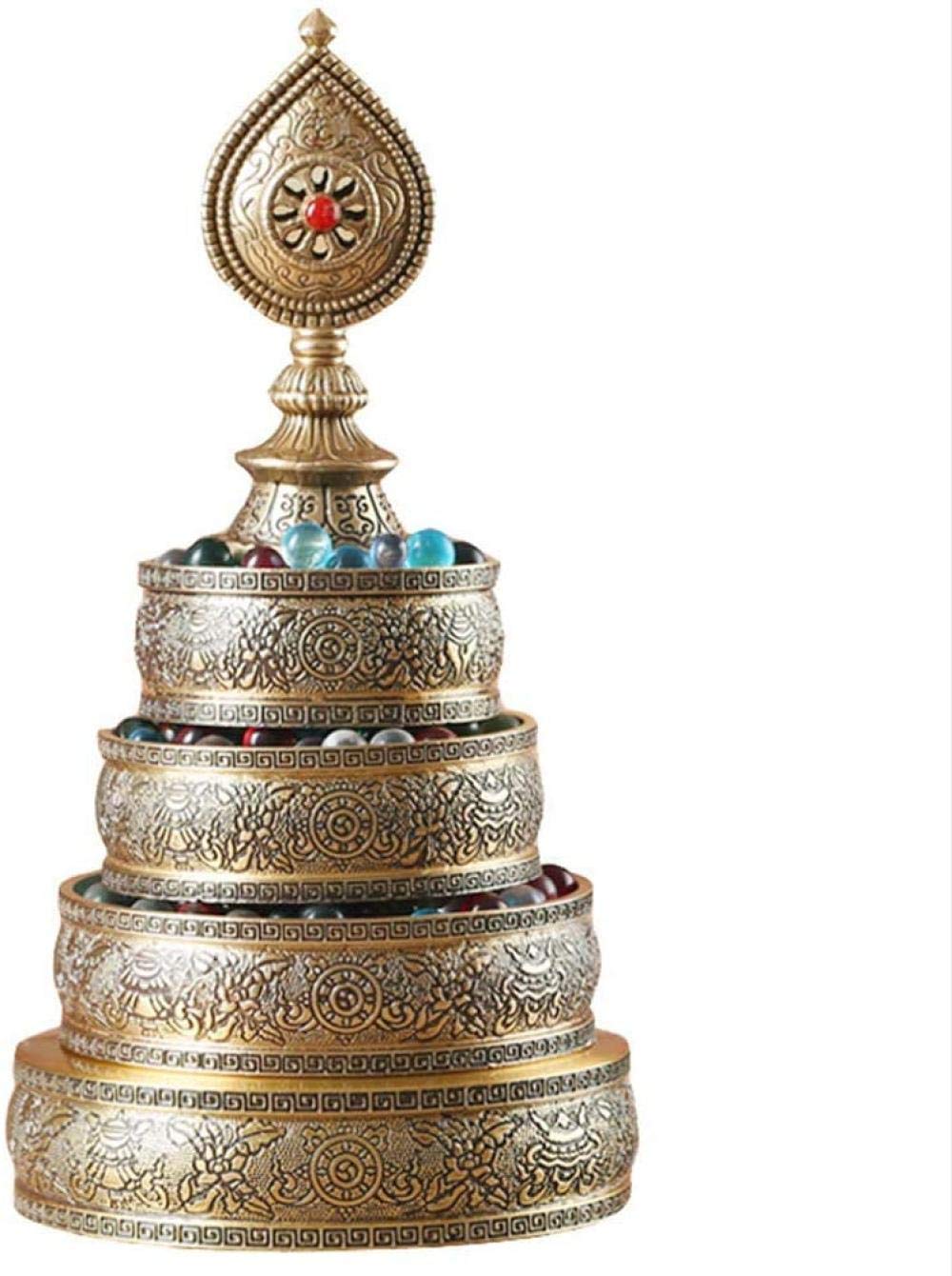 Tibetan Mandala Offering Copper Ornament Hand Carved Qibao Manza Dish Religion Sculptures Home Office Table Decor Decoration A Uptodate