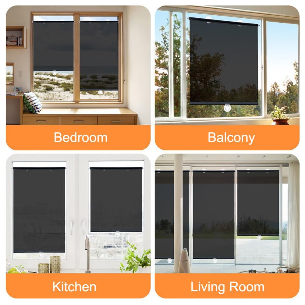 Einwegspiegel-Rollo, Ohne Bohren Thermorollo, Verdunkelungs Rollo Transparent Verdunklungsrollo Sichtschutz Fenster Rollos Tagessichtschutz W 35/40/70/100/120/150cm(W70*H200cm)