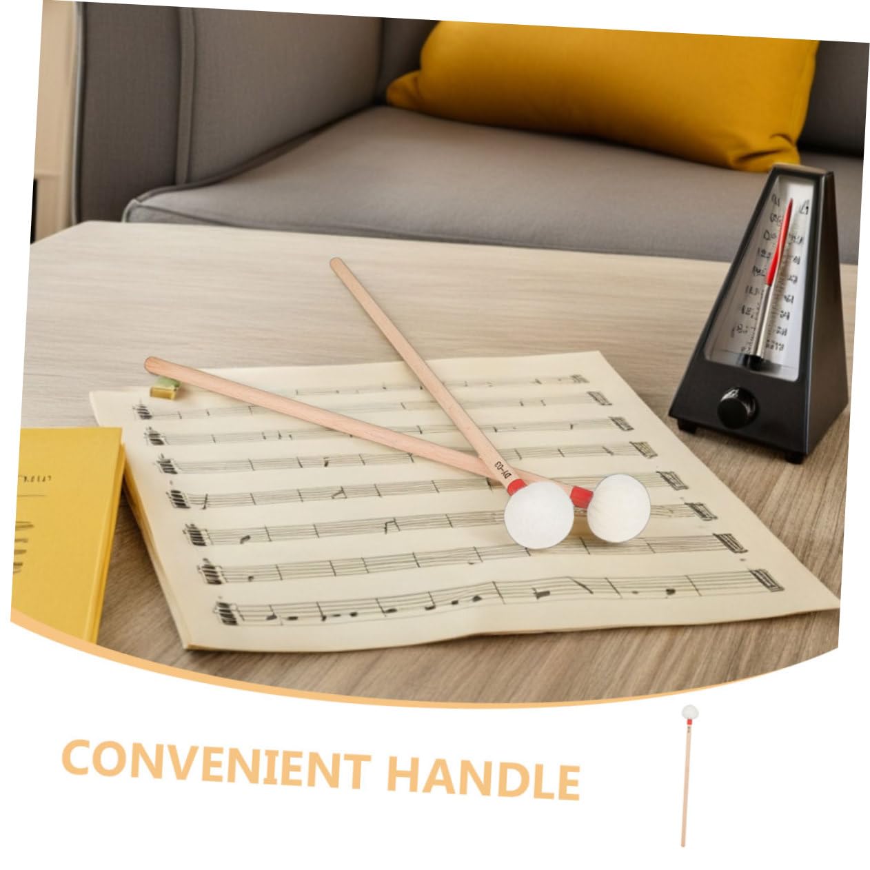 UKCOCO 4pièces Lot de Baguettes de Batterie à Manche Bois avec Tête Feutre pour Timbales de Concert et Percussions Orchestre