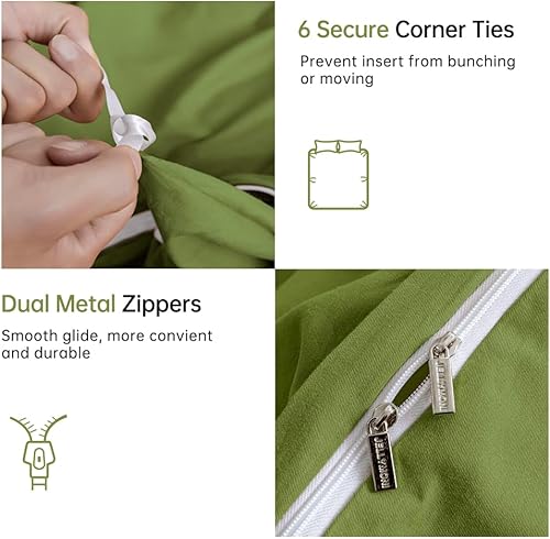 Miniatura 5 de JELLYMONI Juego de funda de edredón naranja 100% algodón lavado, juego de cama suave de lujo de 3 piezas con cierre de cremallera. Funda de edredón