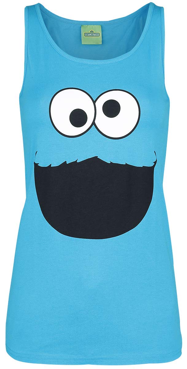 Sesame Street Barrio Sesamo El Monstruo de Las Galletas - Face Mujer Pijama Azul 100% algodón