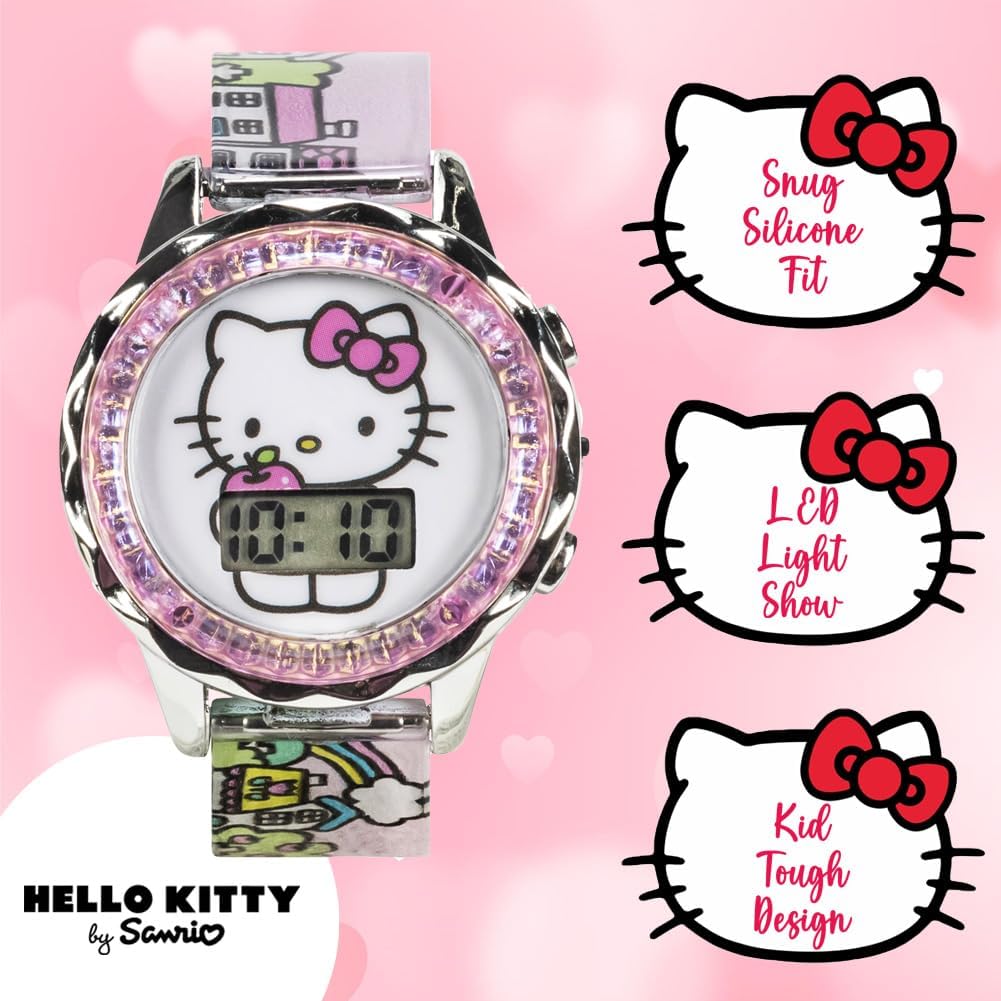 Side view of the Accutime Sanrio Hello Kitty Kids LCD Watch, showing buttons
