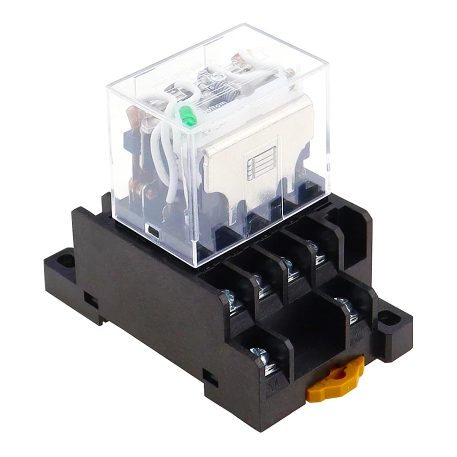 10Set LY4NJ HH64P AC 110V 220V DC 12V DC 24V 14PIN 10A Silver Power Relay Coil 4PDT with Socket Base LY3NJ HH62P LY2NJ(AC110V)