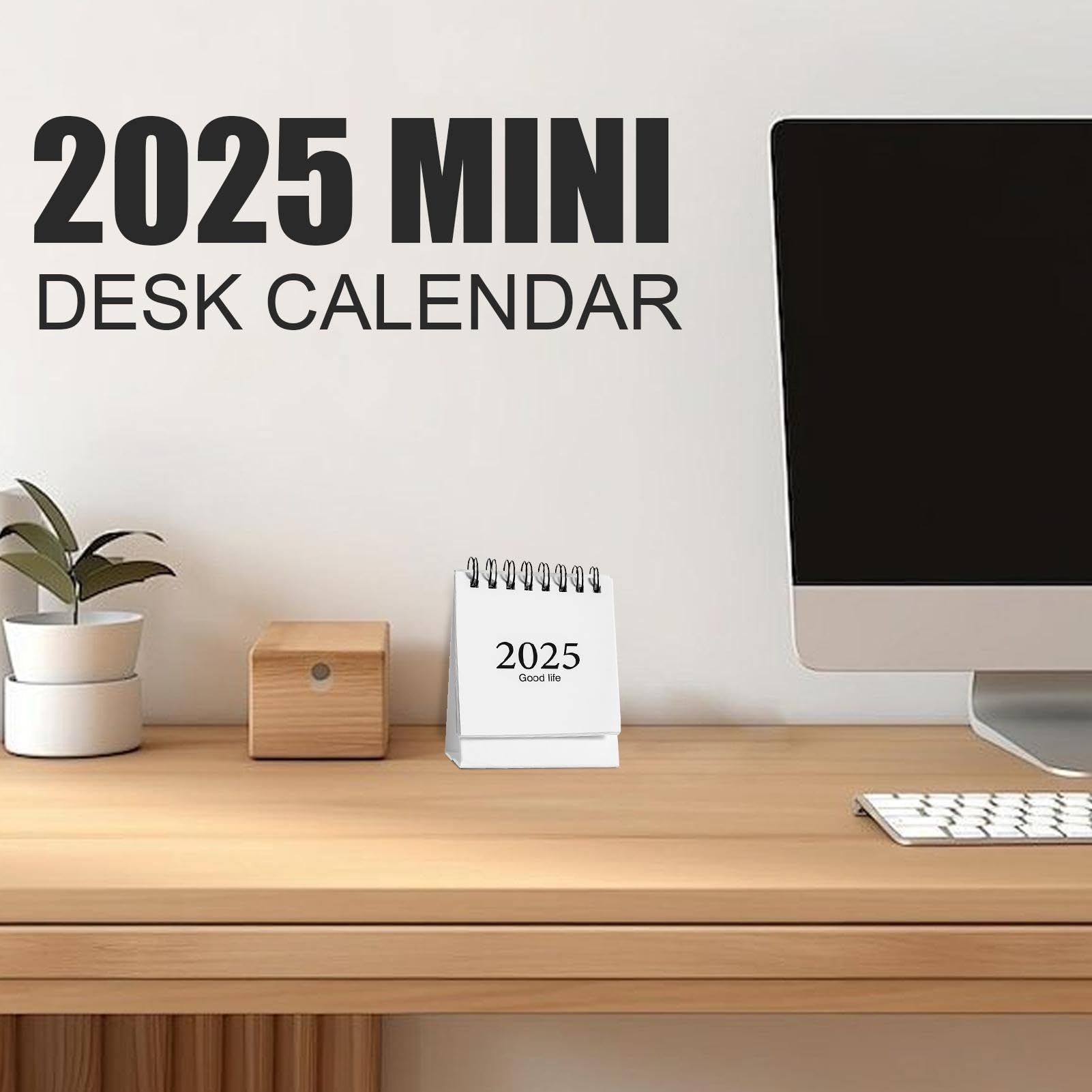 croselyu Bureaukalender 2024 Eenvoudige effen kleur cartoon mini-kalender creatieve bureaudecoratie draagbare kleine bureau kalender kalender, 9,5 x 7 ,5 cm (zwart