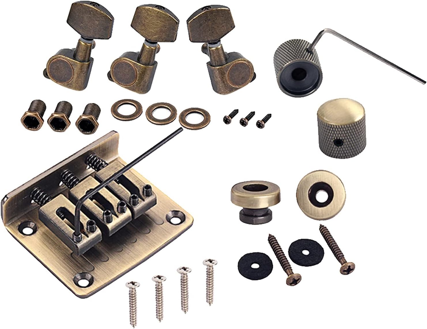 Guitar Tuning Pegs Combo Kits Bronze Saddle Bridge Tuning Pegs Control Knobs Strap