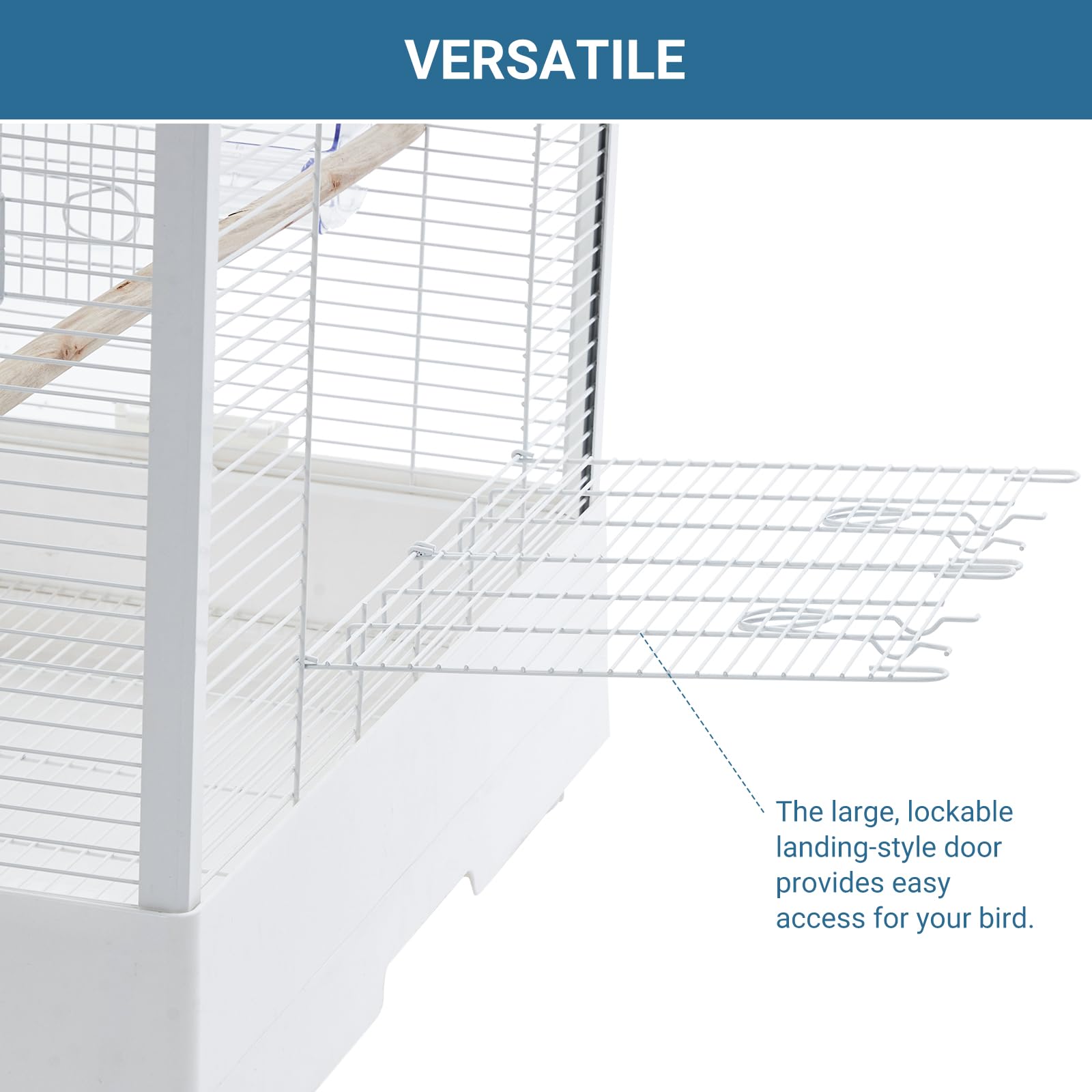 Garvee Jaula para pájaros de Acero con Carro – 28 Pulgadas, Bandeja extraíble, Estante, Control de Temperatura y Humedad – Ideal para periquitos, inseparables, cacatúas, conuri y pequeños/medianos