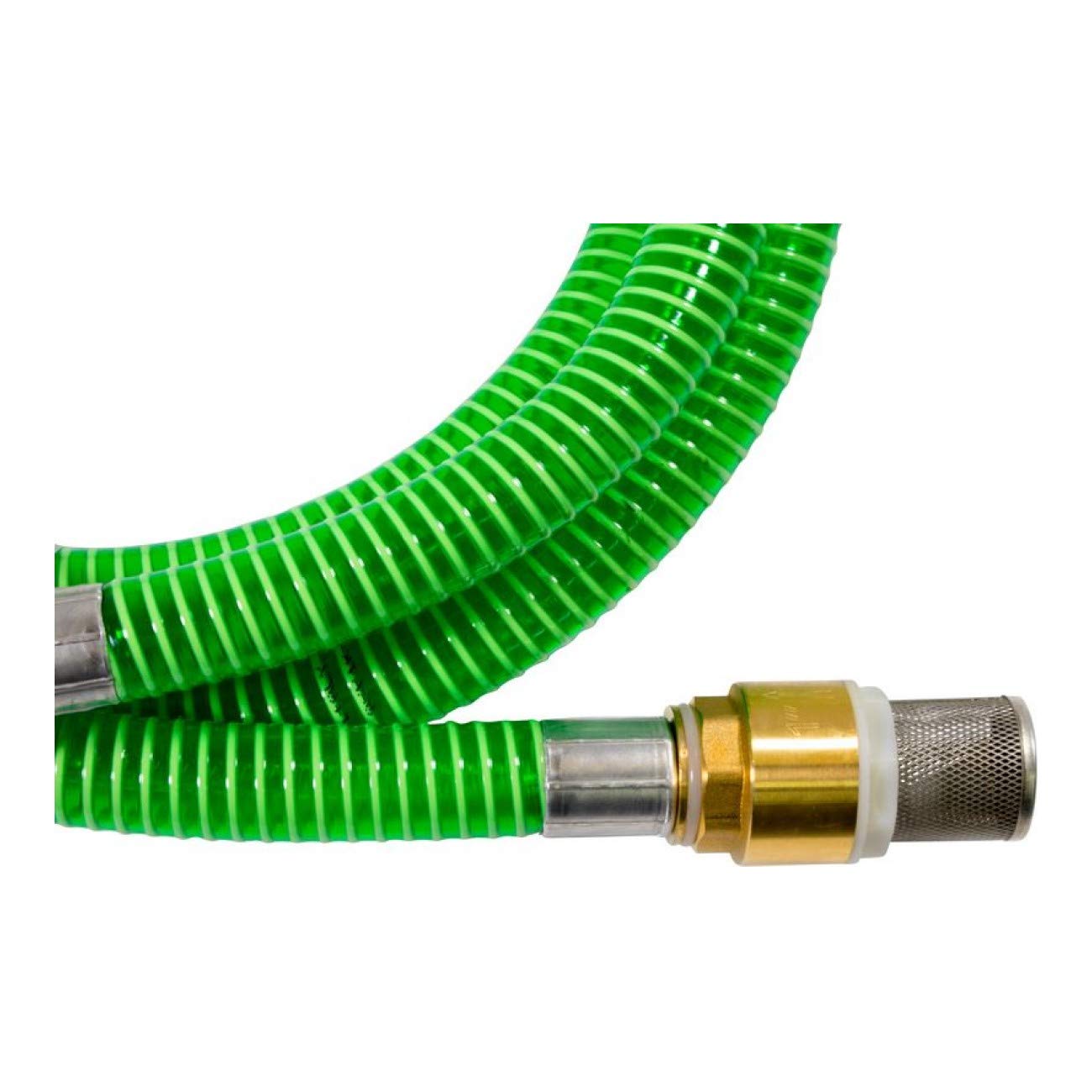 Güde 94440 Sauggarnitur KA 4P (Spiral-Ansaugschlauch mit Messing-Fußventil und Edelstahl-Saugkorb, 4 m), Grau
