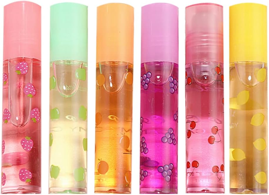 FRCOLOR 6 Unidades de Brillo de Labios con Sabor a Fruta Labios Frescos Transparentes Humectantes sin Color Loción de Labios Brillo de Aceite de Labios Líquido Lápiz Labial para El