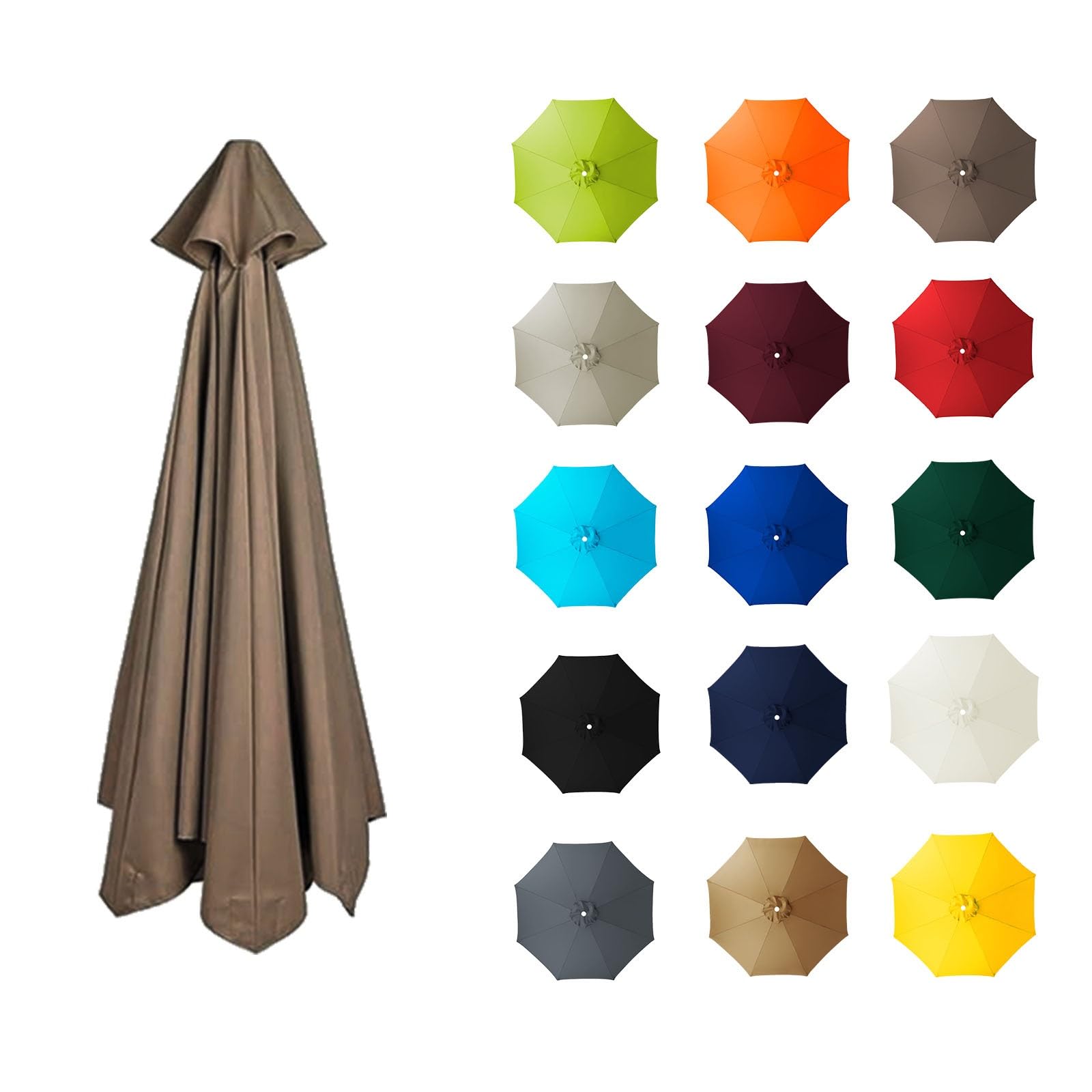 6 Arms/8 Arms Patio Umbrella Replacement Cloth Canopy, Garden Parasol Canopy Cover, Market Table Umbrella Canopy, waterproof, Sun Protection, for swimming Pool, backyard(Dark top color,8ribs:2.30m/7.5 — image 1
