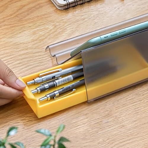 Miniatura 2 de WAYUTO Soporte para teléfono con bandeja extraíble, soporte para tableta, soporte para lápices, caja de almacenamiento de cable de datos,