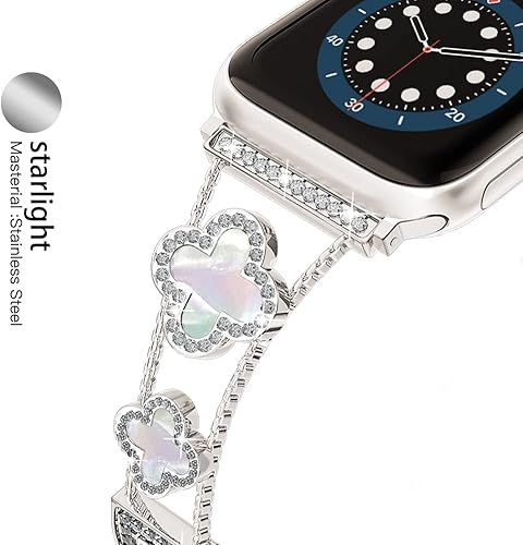 Miniatura 3 de Correa delgada para Apple Watch de 1496in 1575in 1654in 1732in iWatch SE Series 6543 Apple Watch Series 7 de 1772in para mujer Bling Apple Watch SE