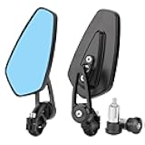VG MOTO Motorcycle Bar End Mirrors 7/8'' 22mm Rear view Side Mirror Blue Lens Universal Replacement for Honda Grom Kawasaki Suzuki Ducati Yamaha and More Street Sport Bike Scooter Cruisers (Black)