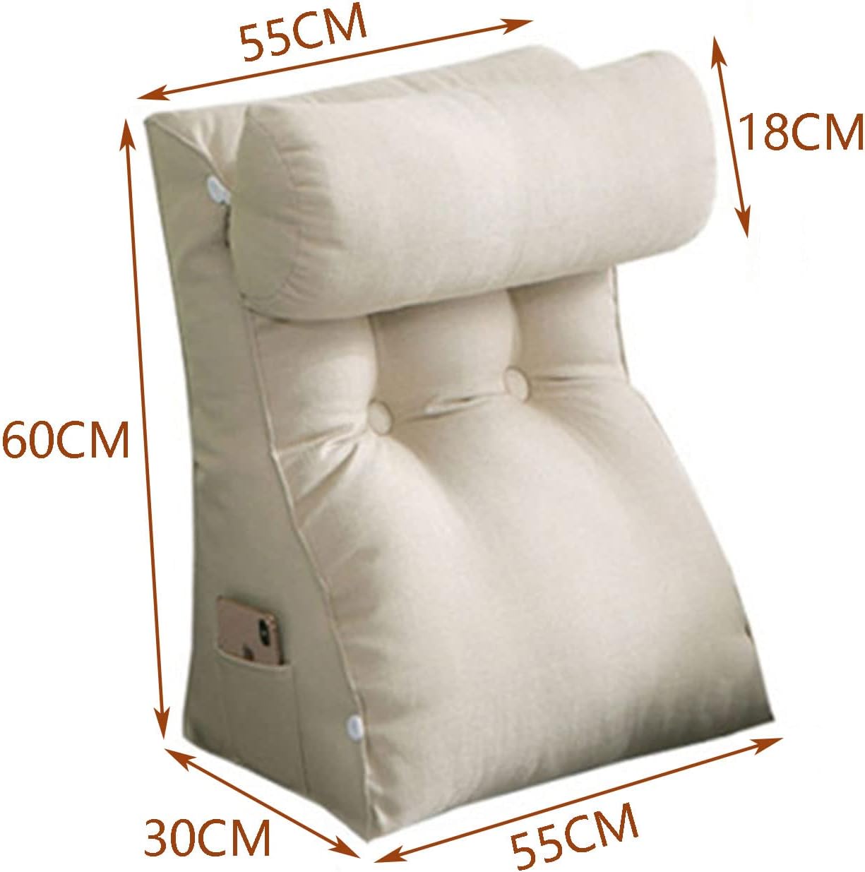 Wedge Pillow Deluxe Reading Pillow Decorative Reading Pillow Triangular TV Pillow Lumbar Pillow Bed Rest Pillow, Great for Reading Or Gaming On The Bed/Sofa/Floor (Ice Silver 55×60×30 CM)
