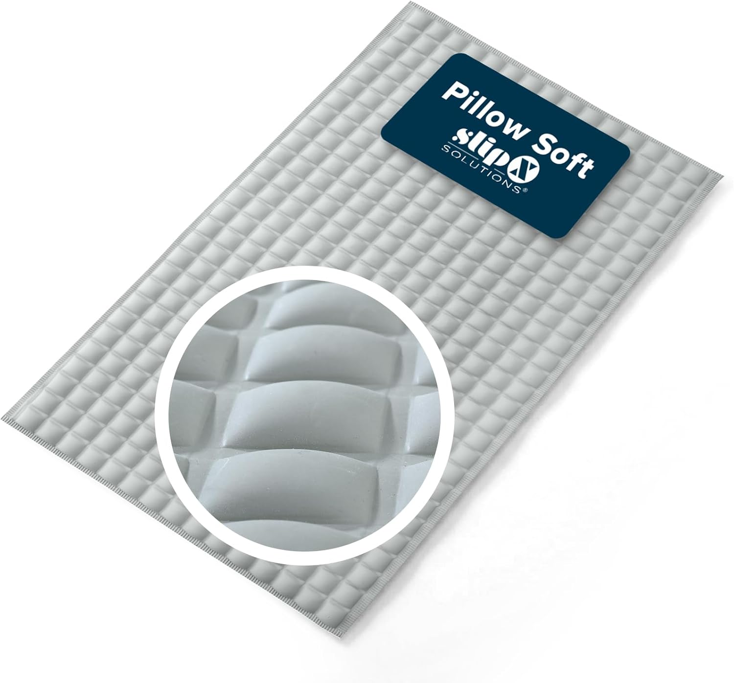 SlipX Solutions Pillow Top Cushioned Bath Mat, Non Slip Comfort Underfoot, 700 Air-Filled Pillows, Soft Shower Mat, Strong Suction Cups, Gray, 27" x 15.5"