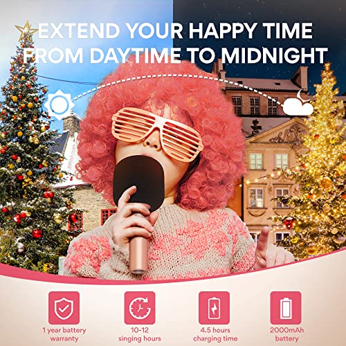 Maono Bluetooth Karaoke Microphone, Mkp100 Portable 3-In-1 Wireless Handheld Mic With 8 Magic Sounds For Car Travel Home Party, Music Recording, Aux, Duet Singing, Gift For Kids Adults(Champagne) #TOP3