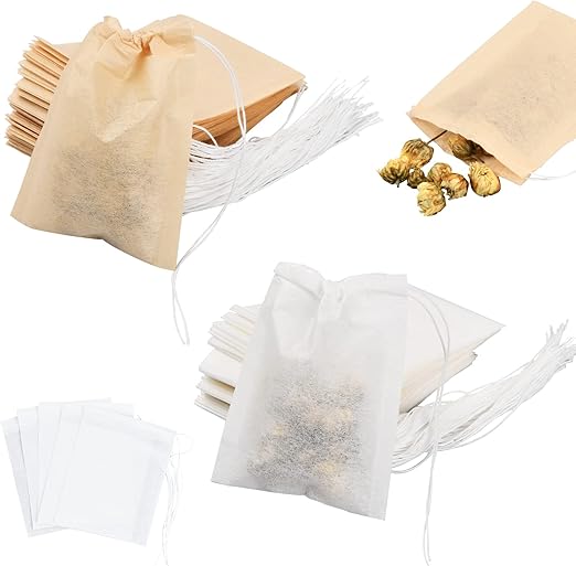200 Stück Teefilterbeutel Mit Kordelzug | 7x9cm Aus Lebensmittelechtem Vlies Für Losen Tee & Kräuter