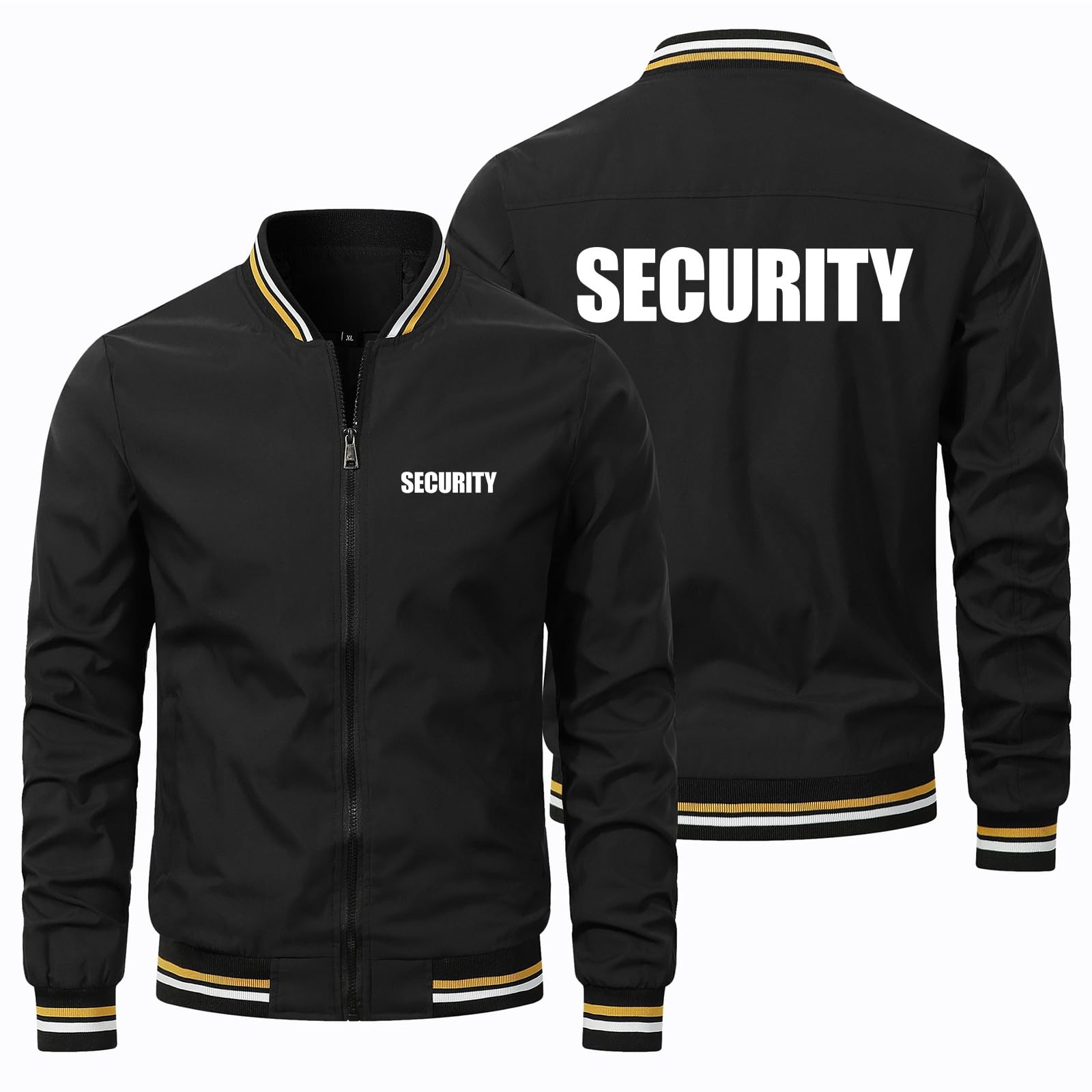 Men's Bomber Jacket Security Jacket Coat with Zipper Windbreaker Jackets Casual Long Sleeve Sweatshirts Tops for Spring Autumn