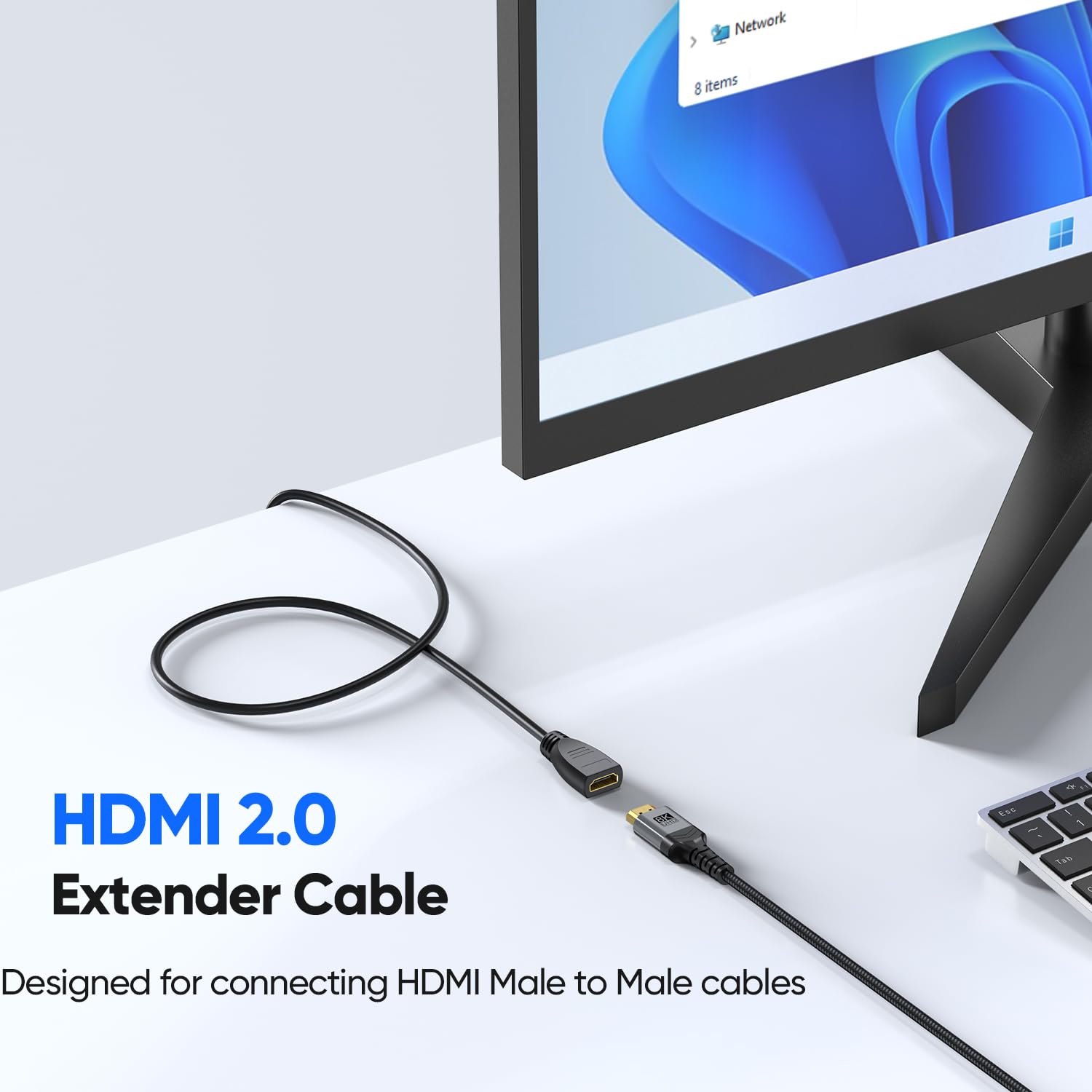 Cavo di prolunga HDMI da 1,8 m, schermato, 4K, HDMI 2.0, CL3, da maschio a femmina, 4K, 1080P a 144 Hz, classificato ARC e CL3 per computer/Montior/Fire TV Stick/Roku/Blu-Ray/laptop/switch, proiettore