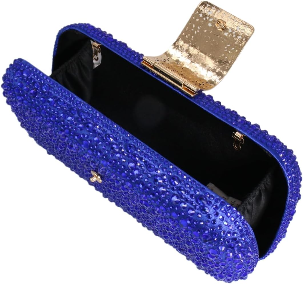 Women Retro Rhinestone Evening Bag with Chain Glitter Crystal Clutch Purse for Party Cocktail Prom