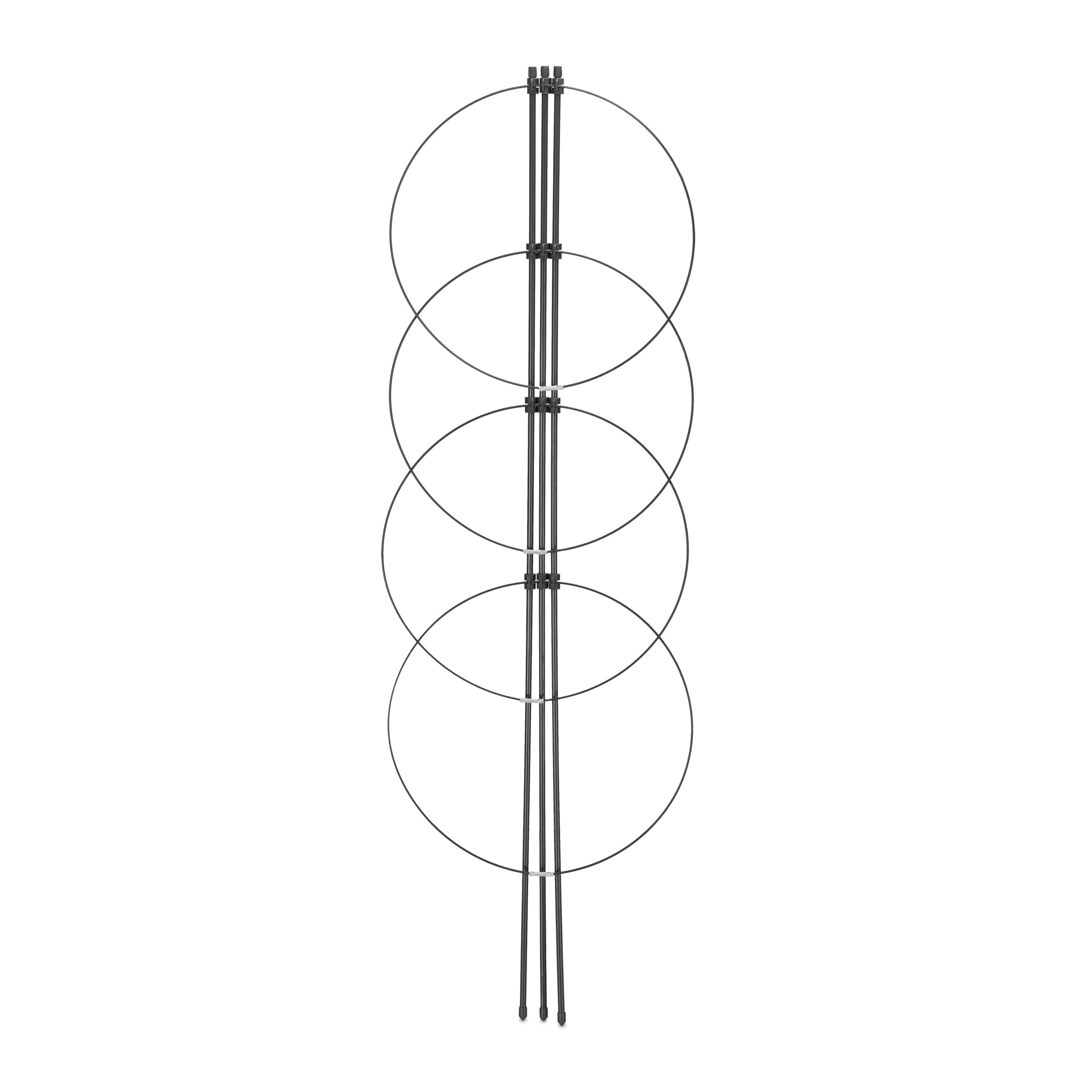 Relaxdays Kratka do roślin pnących, zestaw 2 sztuk, metal i tworzywo sztuczne, wysokość 90 cm, 4 regulowane pierścienie, podpora dla roślin pnących, czarna
